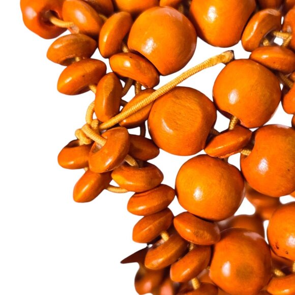 Stretch Bracelet Women Orange Handmade Vibrant Colorful Beaded Wooden Wood Boho - Picture 11 of 12